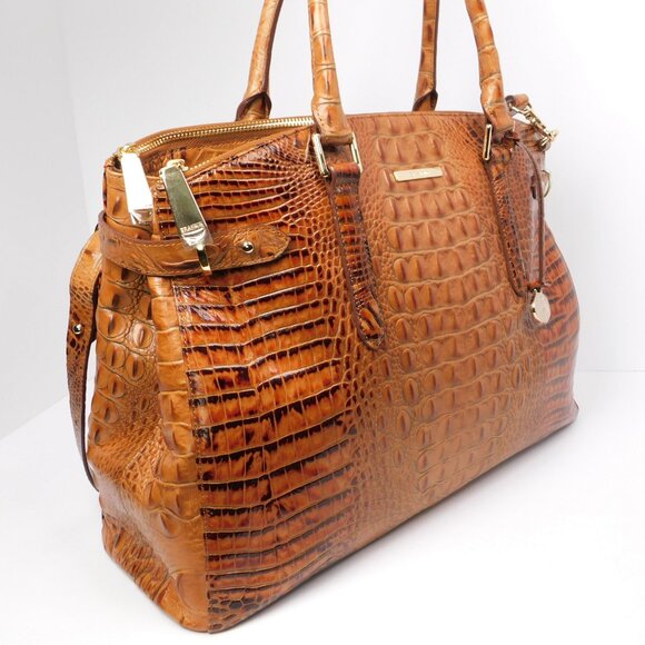 Brahmin Audra Toasted Almond Melbourne Leather Carry All Tote Handbag (51525) - Picture 2 of 7